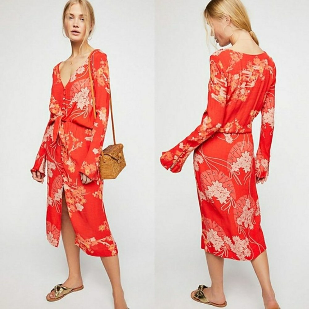 NWT Free People Mixed Print Twist Dress